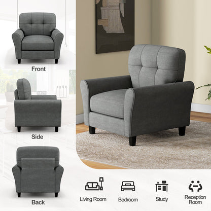 Tufted Upholstered Accent Chair with Non-slip Foot Pads-Grey