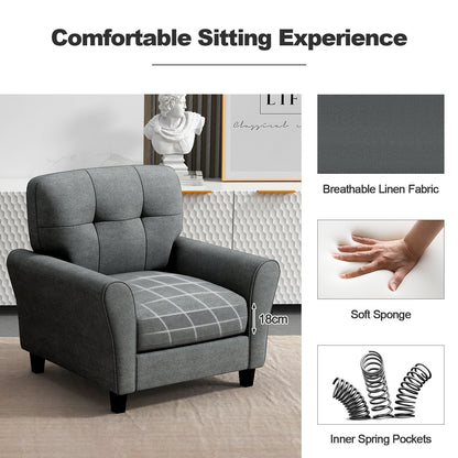 Tufted Upholstered Accent Chair with Non-slip Foot Pads-Grey