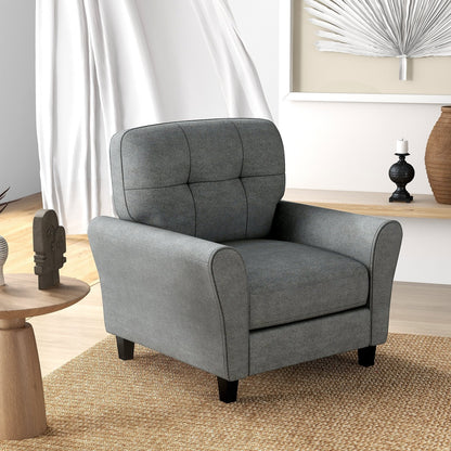 Tufted Upholstered Accent Chair with Non-slip Foot Pads-Grey