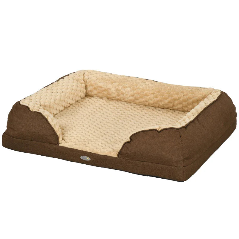 PawHut Calming Dog Bed Pet Mattress w/ Removable Cover, Anti-Slip Bottom, for Medium Dogs, 90L x 69W x 21Hcm - Brown