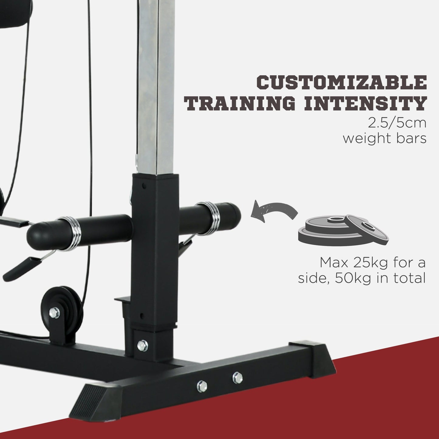 Pull Up Station with Adjustable Seat, Power Tower for Chin up / Lat Pulldown Exercises, Multi-Function Fitness Equipment with Flip-Up Footplate