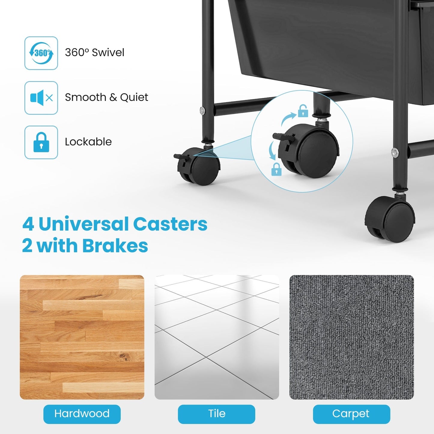 15 Drawer Rolling Storage Cart with 4 Wheels for Beauty Salon-Light Grey