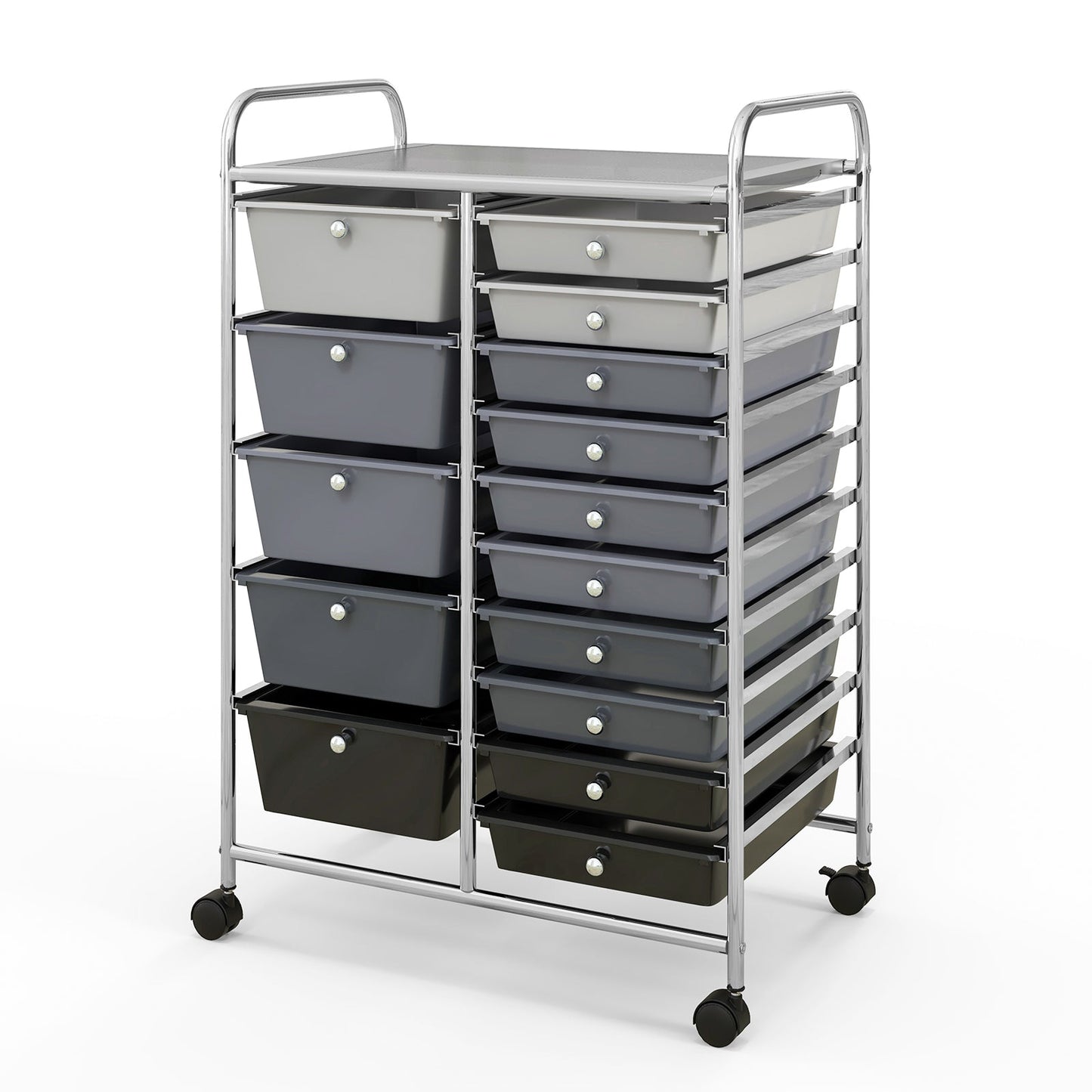 15 Drawer Rolling Storage Cart with 4 Wheels for Beauty Salon-Dark Grey