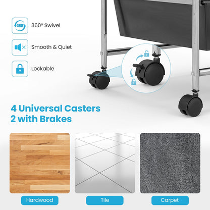 15 Drawer Rolling Storage Cart with 4 Wheels for Beauty Salon-Dark Grey