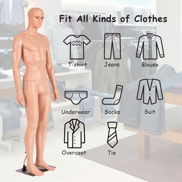 6 ft Male Mannequin Make-up Manikin with Metal Stand
