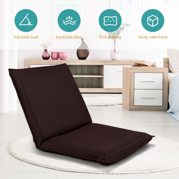 Adjustable 6 positions Folding Lazy Man Sofa Chair Floor Chair-Coffee