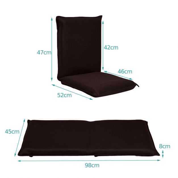 Adjustable 6 positions Folding Lazy Man Sofa Chair Floor Chair-Coffee