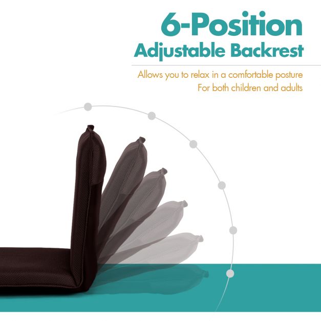 Adjustable 6 positions Folding Lazy Man Sofa Chair Floor Chair-Coffee