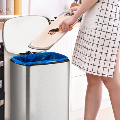 50L Stainless Steel Trash Garbage Can with Bucket