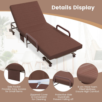 Folding Sofa Bed with Mattress-Brown