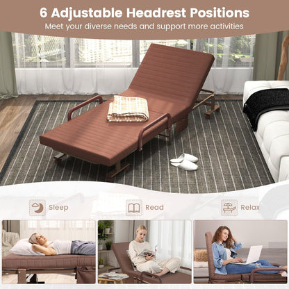 Folding Sofa Bed with Mattress-Brown