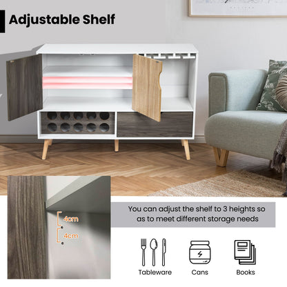 Modern Buffet Sideboard with Adjustable Shelf and 10 Wine Racks