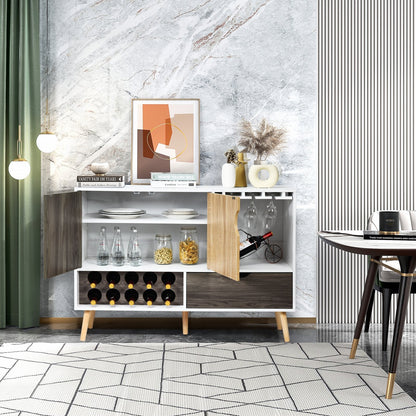 Modern Buffet Sideboard with Adjustable Shelf and 10 Wine Racks