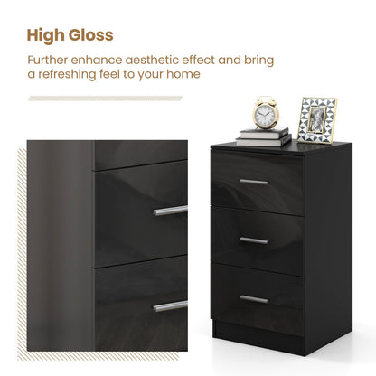 3-Drawer Wooden Dresser Cabinet with Anti-Toppling Device-Black