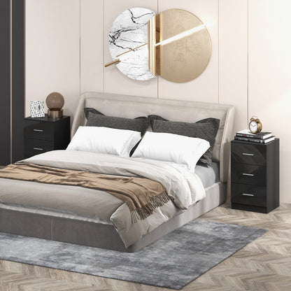 3-Drawer Wooden Dresser Cabinet with Anti-Toppling Device-Black