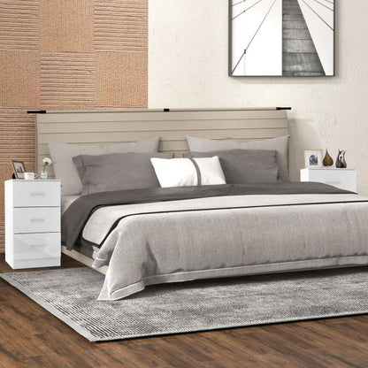 3 Drawer Bedside Table High Gloss 37.1 x 34.2 x 66.5 cm White