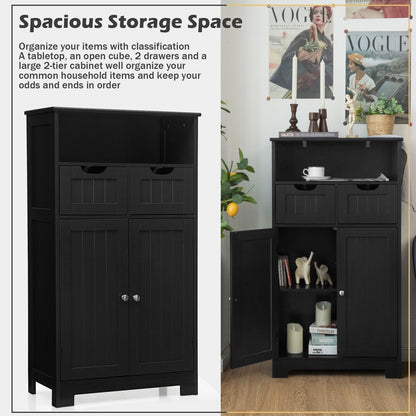 Floor Standing Utility Cabinet with Adjustable Drawers-Black
