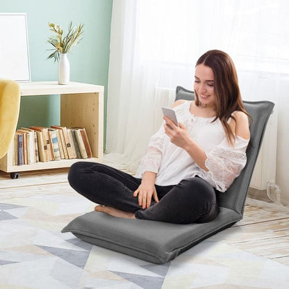 Foldable Floor Chair with Robust Armchair for Watching TV-Grey