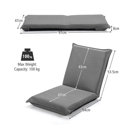 Foldable Floor Chair with Robust Armchair for Watching TV-Grey