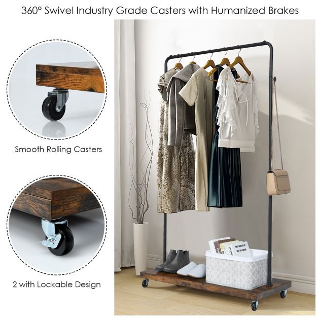 Rolling Garment Rack with Lockable Casters for Residential Commercial Use