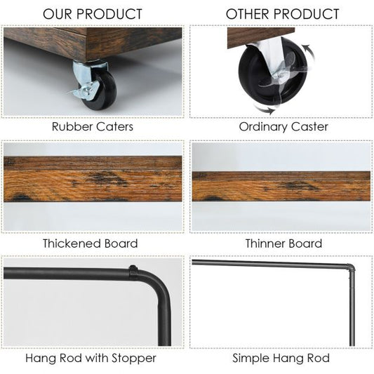 Rolling Garment Rack with Lockable Casters for Residential Commercial Use