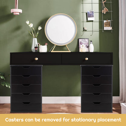 5 Drawer Chest with Wheels for Home and Office-Black