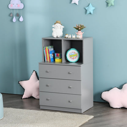 3-Drawer Dresser with 2 Open Compartments for Living Room Bedroom-Grey