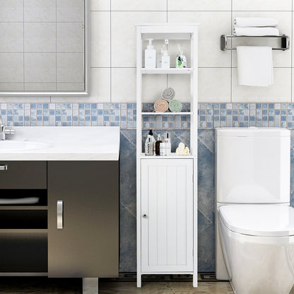 Freestanding Floor Cabinet with 3-Position Middle Panel and Anti-Toppling Mechanism-White