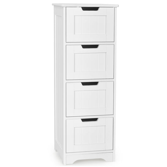 Floor Storage Cabinet Freestanding Bathroom Cabinet with 4 Drawers-White