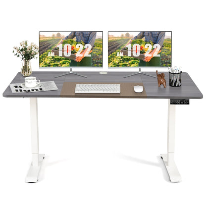 Electric Height Adjustable Standing Desk with Memory Smart Presets and Anti-Collision Function-Grey