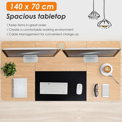 Electric Height Adjustable Standing Desk with Memory Smart Presets and Anti-Collision Function-Natural