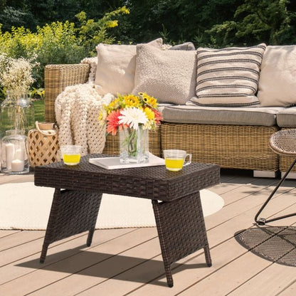Balcony folding rattan garden table