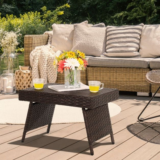 Balcony folding rattan garden table