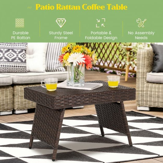 Balcony folding rattan garden table
