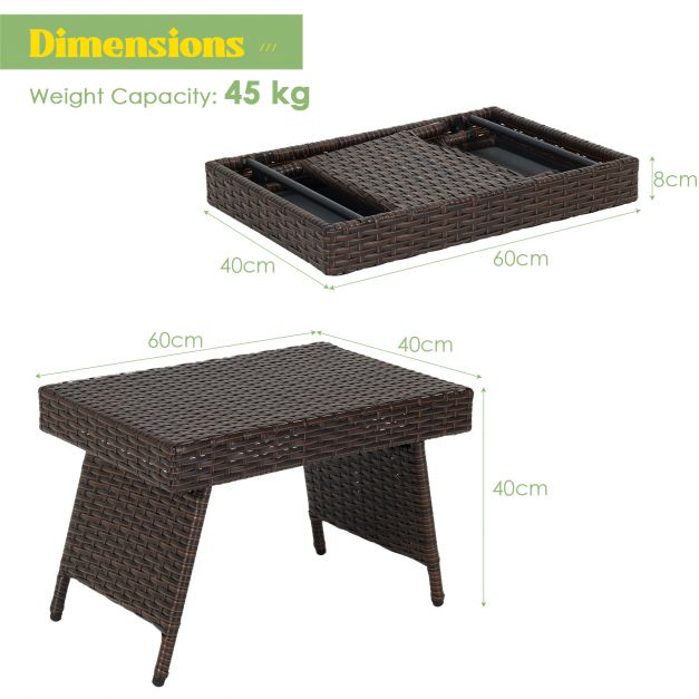 Balcony folding rattan garden table