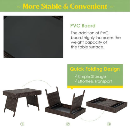Balcony folding rattan garden table