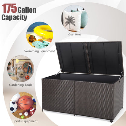 660L Rattan Storage Box with Zippered Liner and 2 Universal Wheels