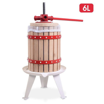 6L Fruit Wine Press with Solid Oak Wood Basket and Steel Legs