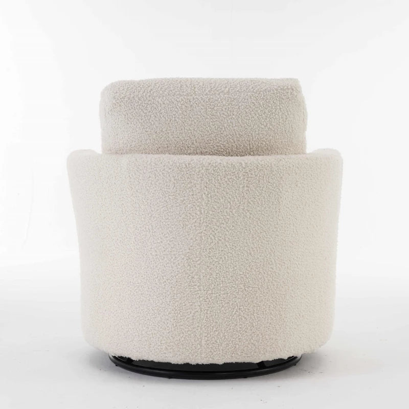 Teddy Swivel Recliner with Back Cushion, Thick Foam Pad, 360° Swivel, 78.5x83x86 cm, White