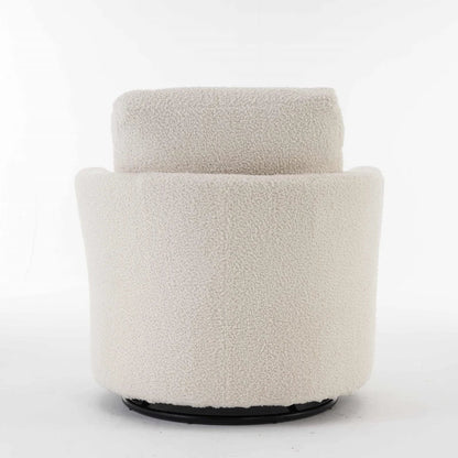 Teddy Swivel Recliner with Back Cushion, Thick Foam Pad, 360° Swivel, 78.5x83x86 cm, White