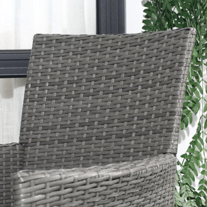 Outsunny 3-częściowy zestaw bistro z rattanu, zestaw mebli ogrodowych z wikliny z 2-poziomowym stolikiem kawowym i krzesłami, zmywalne poduszki, na taras zewnętrzny i balkon, szary