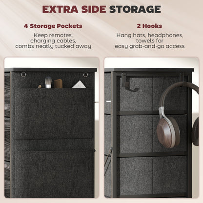 HOMCOM Chest of Five Fabric Drawers - Black