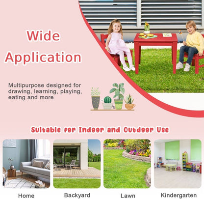 3-Piece Kids Table and Chair Set for Painting and Dining-Red