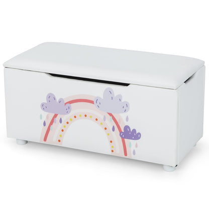 Upholstered Kids Toy Storage Box for Bedroom Nursery Playroom-White