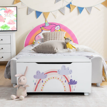 Upholstered Kids Toy Storage Box for Bedroom Nursery Playroom-White