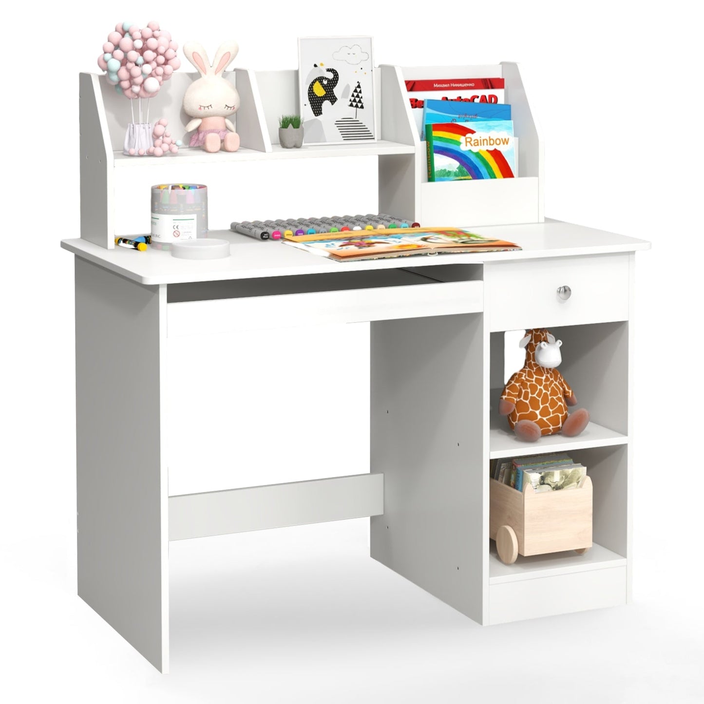 Wooden Study Desk for Kids and Teens-White