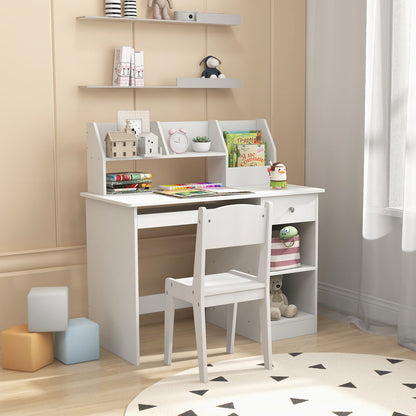 Wooden Study Desk for Kids and Teens-White