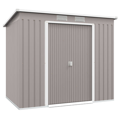 Outsunny 7 x 4 Garden Shed, Galvanised Steel, Metal Lean-to Tool Shed with Foundation Kit, Grey