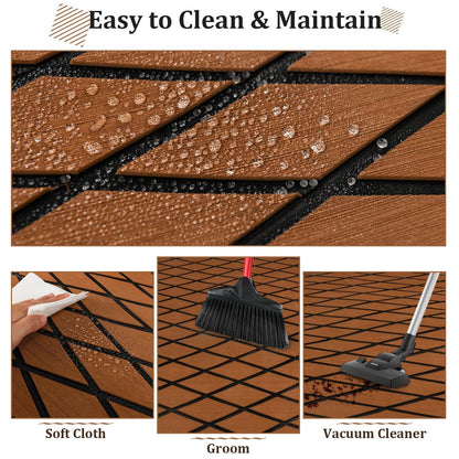 Non-Slip Waterproof Boat Decking Sheet with Self-Adhesive Backing-Brown