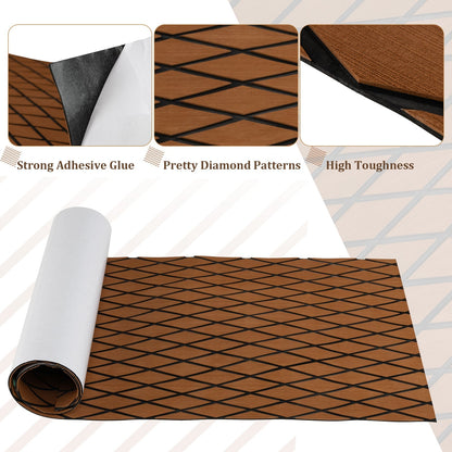 Non-Slip Waterproof Boat Decking Sheet with Self-Adhesive Backing-Brown